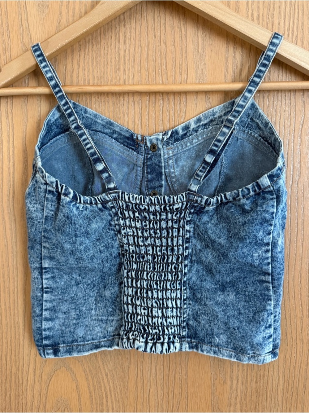 DREAM OUT LOUD Y2K Vintage Acid Wash Denim Bustier Star Stud Crop Top Size M - Picture 5 of 9